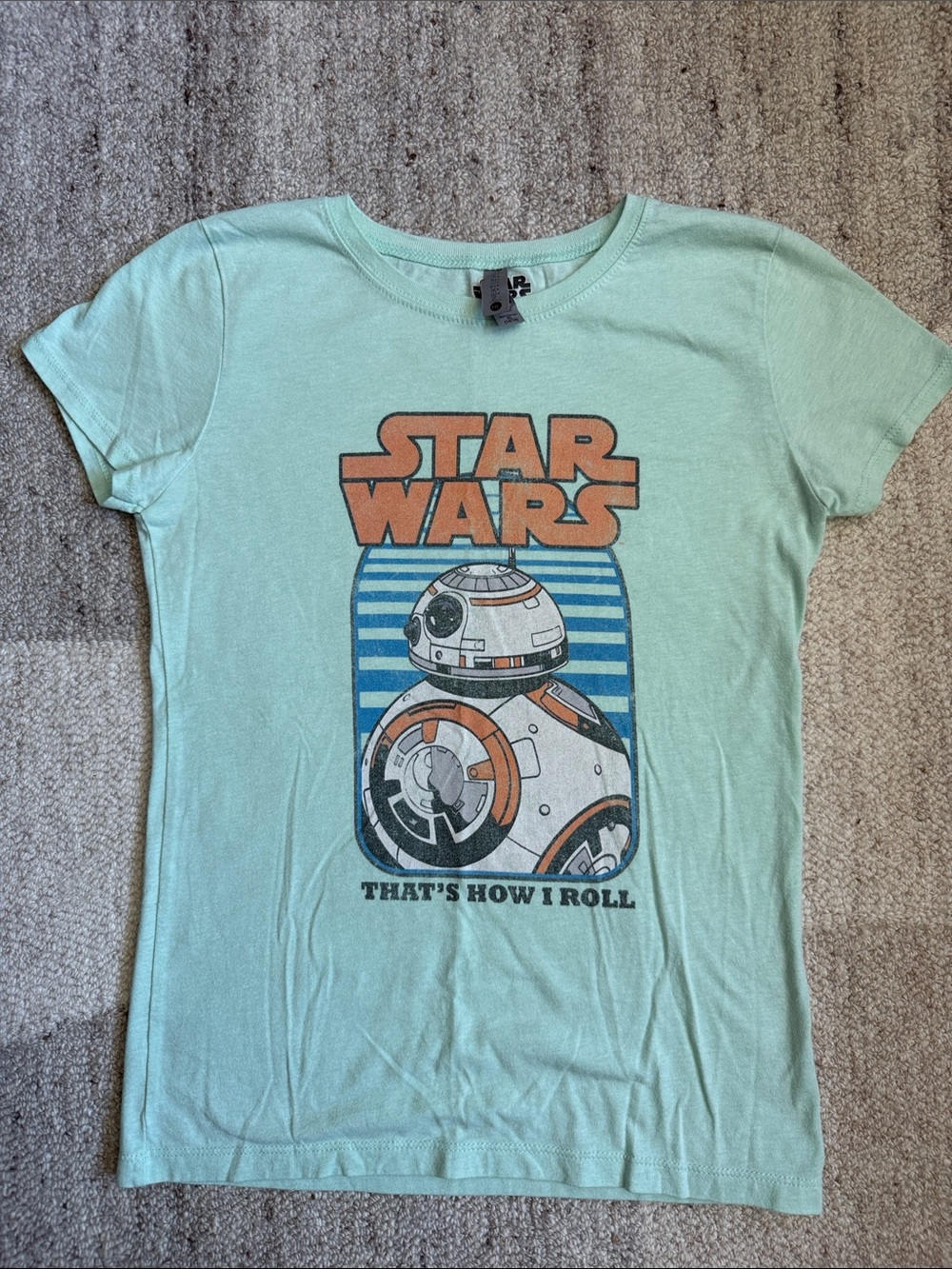 Star Wars Girls Mint Green BB-8 Graphic Tee with Orange Accents